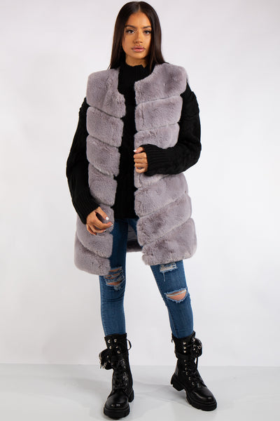 Light grey clearance faux fur vest