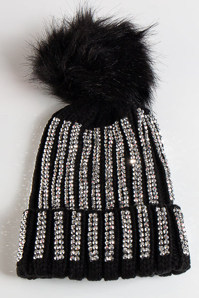 Black wooly hot sale bobble hat