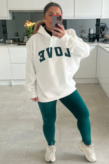 Green Slogan Love Hoodie leggings Co Ord Set Miracle Miss Hussy