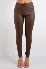 Women's High Waist Faux Leather Leggings - A New Day™ Dark Brown Xl : Target