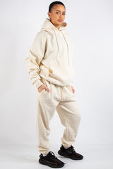 Cream Oversized Hoodie and Joggers Tracksuit Set- Lia – Miss Hussy