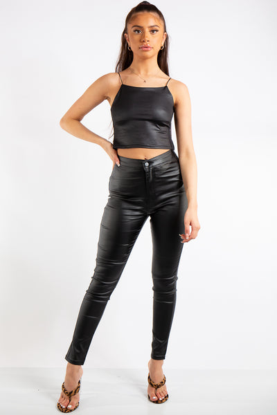 Aurelia Black Coated Denim Skinny Jeans – Miss Hussy